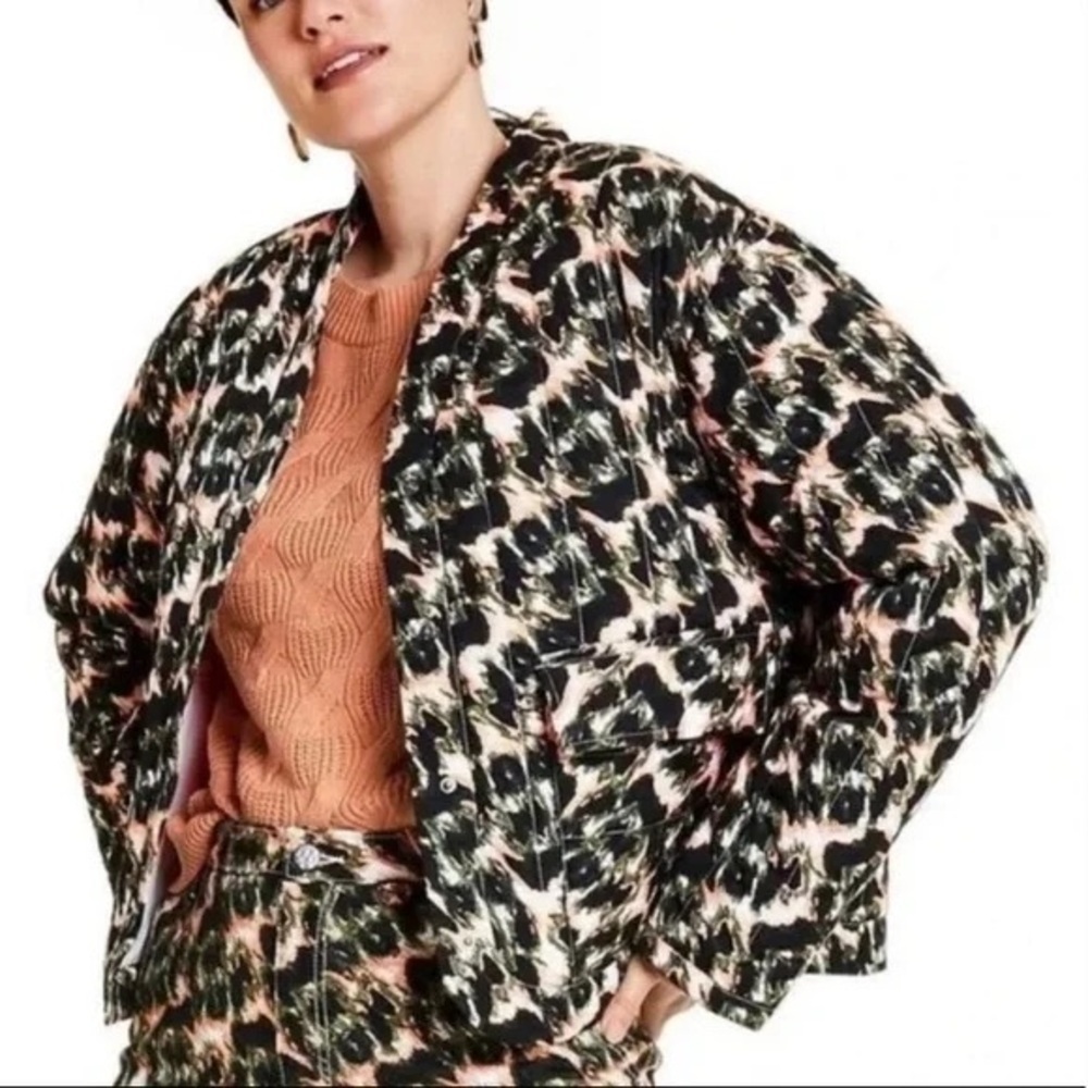 RACHEL COMEY for TARGET  Black and coral quilted crop jacket size L
